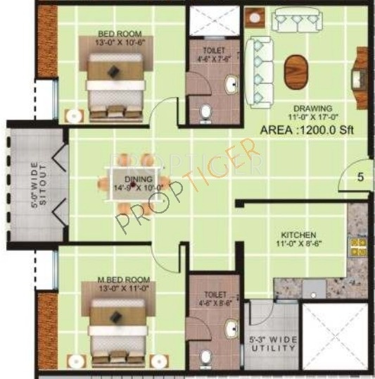 Saroj Epic (2BHK+2T (1,200 sq ft) 1200 sq ft)