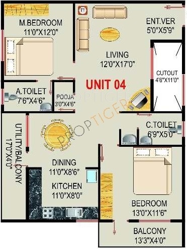 Sree Sai Property Developers Sai Shakthi Enclave (2BHK+2T (1,285 sq ft)   Pooja Room 1285 sq ft)