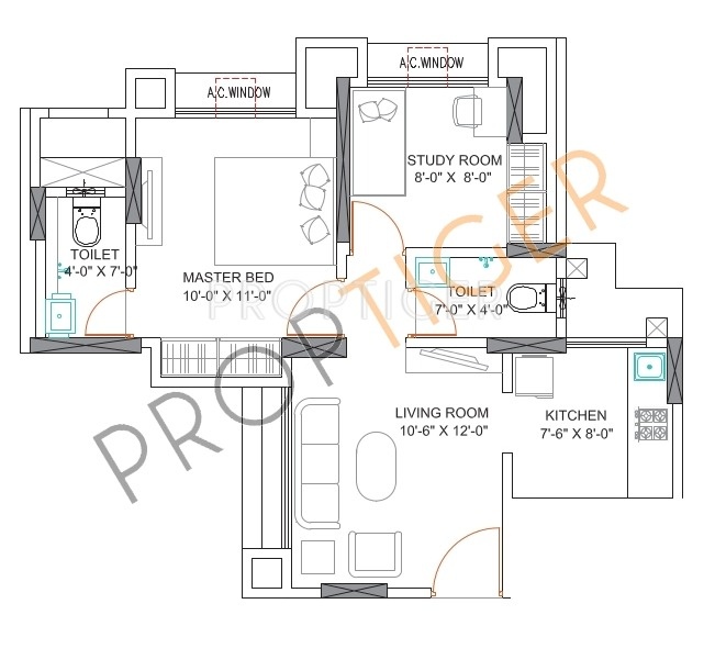 Runwal Garden City (2BHK+2T (1,125 sq ft) + Study Room 1125 sq ft)