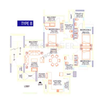 Sobha Beryl (3BHK+3T (1,700 sq ft) 1700 sq ft)