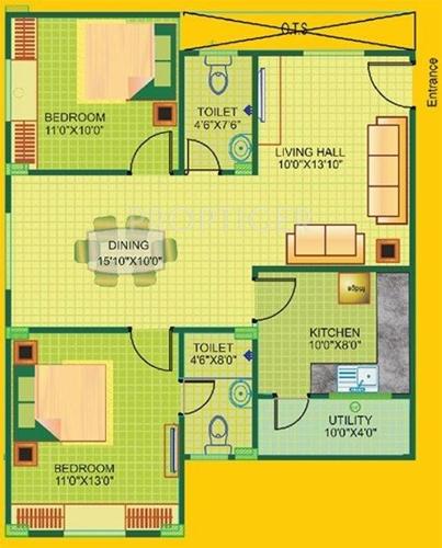 Janapriya Greenwood (2BHK+2T (925 sq ft) 925 sq ft) Janapriya Greenwood (2BHK+2T (925 sq ft) 925 sq ft)