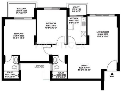 DLF Gardencity (2BHK+2T (1,212 sq ft) 1212 sq ft) DLF Gardencity (2BHK+2T (1,212 sq ft) 1212 sq ft)