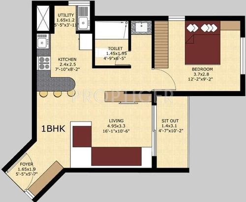 SJR Fiesta Homes (1BHK+1T (722 sq ft) 722 sq ft)