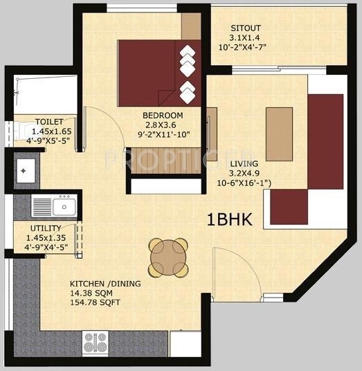 SJR Fiesta Homes (1BHK+1T (743 sq ft) 743 sq ft) SJR Fiesta Homes (1BHK+1T (743 sq ft) 743 sq ft)