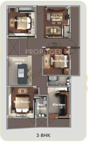 Vmaks Roselle (3BHK+2T (1,495 sq ft) 1495 sq ft)