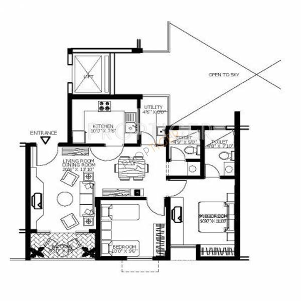 Shriram Surabhi (2BHK+2T (905 sq ft) 905 sq ft)
