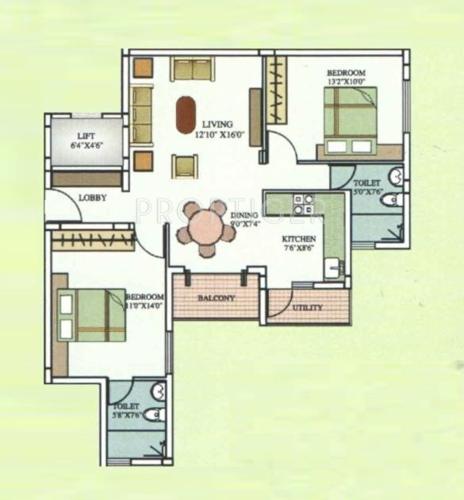 Aarya Aarya Orchid (2BHK+2T (1,100 sq ft) 1100 sq ft)