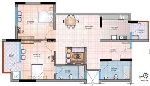 Mantri Synergy 2 (2BHK+2T (990 sq ft) 990 sq ft)
