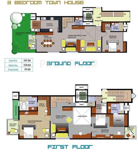 Ozone Residenza (3BHK+4T (3,336 sq ft)   Servant Room 3336 sq ft)