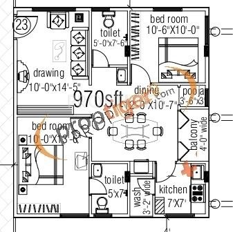 Suavity Amuulya (2BHK+2T (970 sq ft)   Pooja Room 970 sq ft)