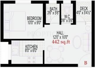 Vijay Lotus Pond (1BHK+1T (442 sq ft) 442 sq ft)