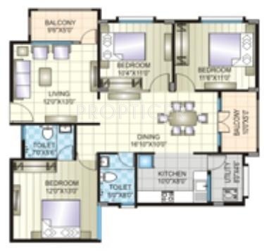 Prime Jade (3BHK+2T (1,380 sq ft) 1380 sq ft)