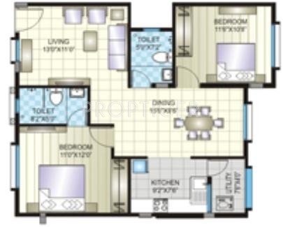 Prime Jade (2BHK+2T (1,010 sq ft) 1010 sq ft)