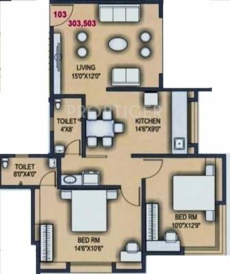 Reputed Miracle Flora (2BHK+2T (822 sq ft) 822 sq ft)