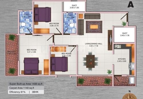 MJ Lifestyle Aldila (3BHK+2T (1,408 sq ft) 1408 sq ft)