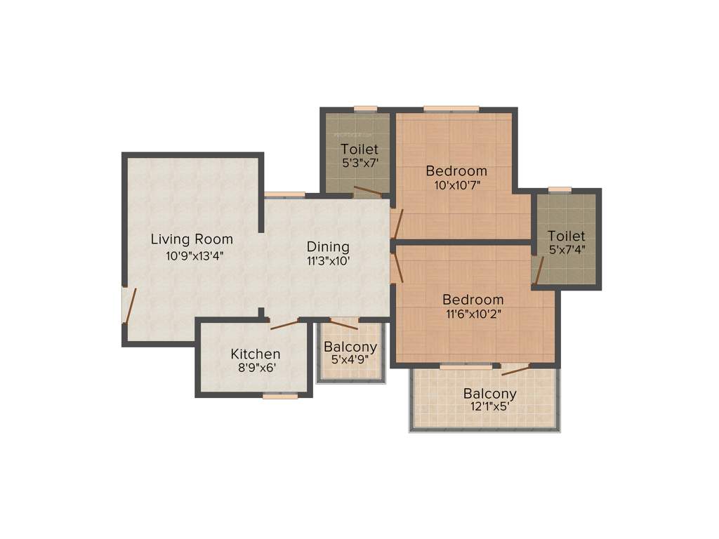 Orris Carnation Residency (2BHK+2T (1,120 sq ft) 1120 sq ft)