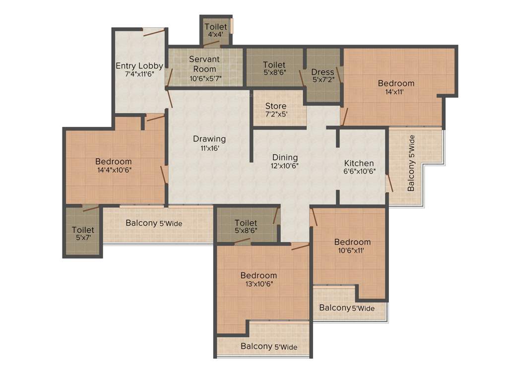 Supertech Ecociti (4BHK+3T (2,275 sq ft) + Servant Room 2275 sq ft)
