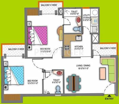 Paramount Floraville (2BHK+2T (1,045 sq ft) 1045 sq ft)