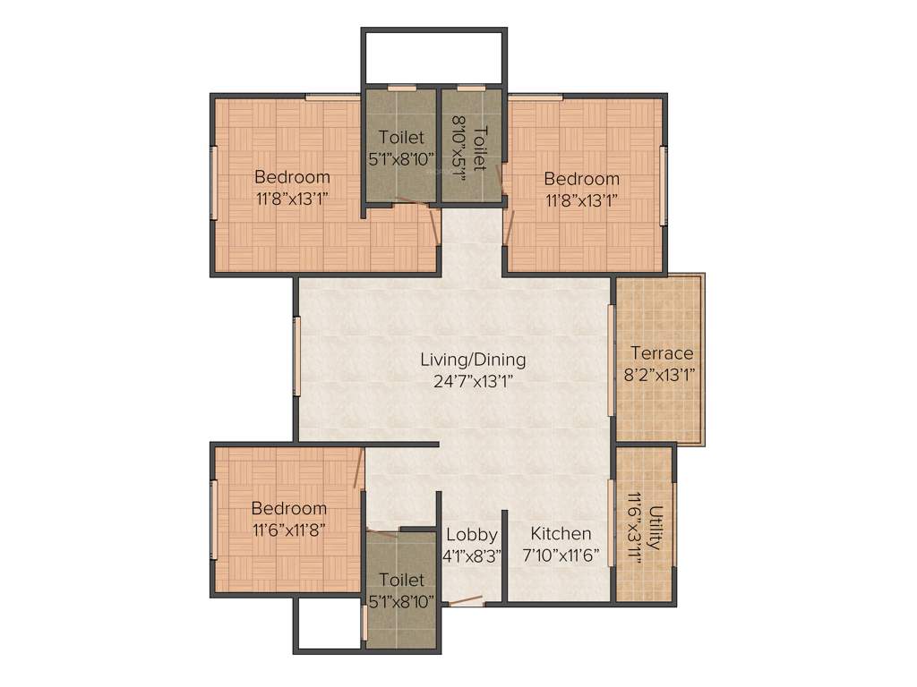 Kumar Princetown Royal (3BHK+3T (1,700 sq ft) 1700 sq ft)