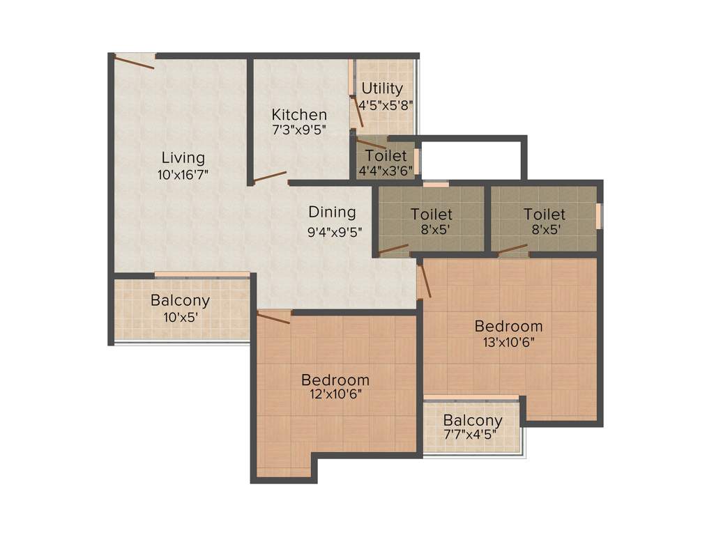 3C Lotus Zing (2BHK+3T (1,125 sq ft) 1125 sq ft)