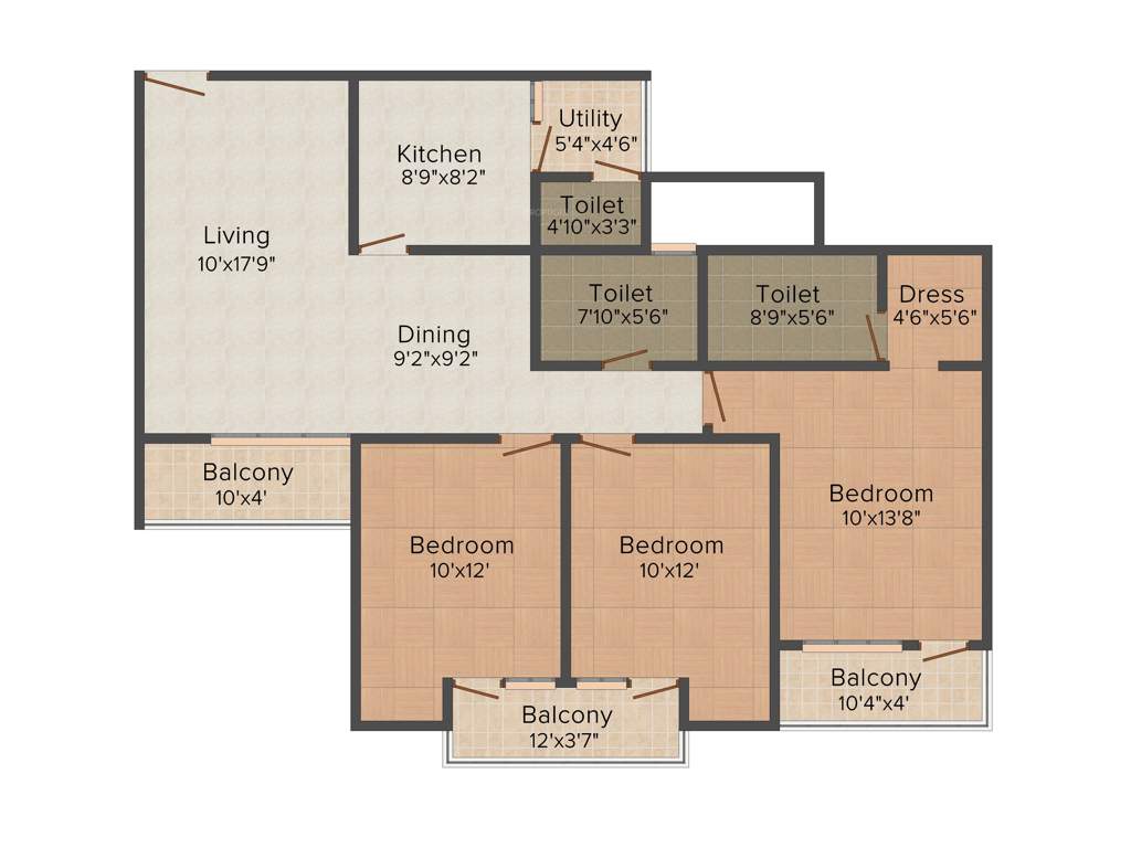 3C Lotus Zing (3BHK+3T (1,415 sq ft) + Servant Room 1415 sq ft)