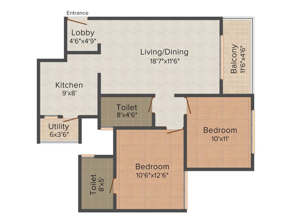 Pride Springfields (2BHK+2T (929 sq ft) 929 sq ft)