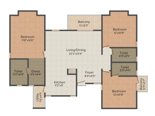 SJR PrimeCorp The Pavilion 3BHK+3T (1,712 sq ft) + Pooja Room SJR PrimeCorp The Pavilion 3BHK+3T (1,712 sq ft) + Pooja Room