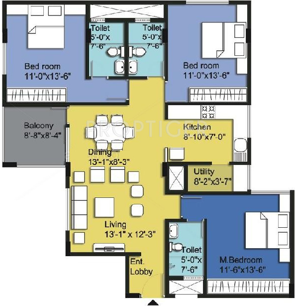 Century Pragati (3BHK+3T (1,291 sq ft) 1291 sq ft)