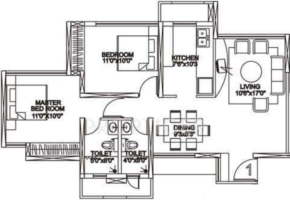 Rustomjee Urbania (2BHK+2T (1,065 sq ft) 1065 sq ft)