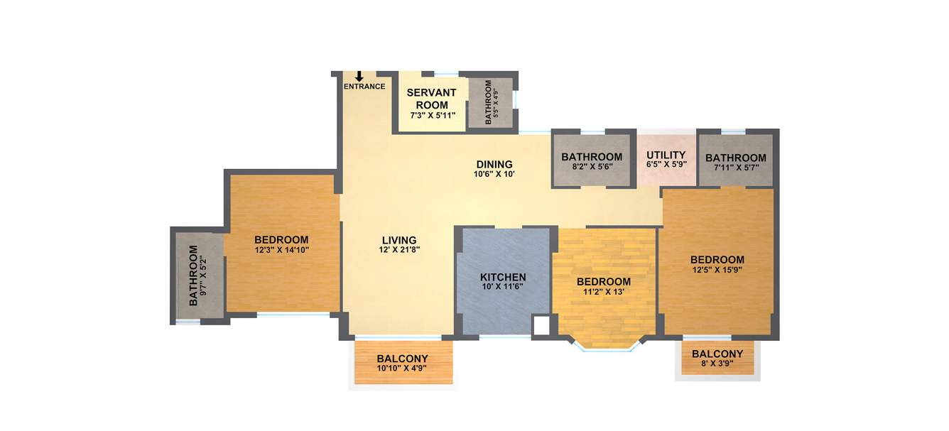 DLF Gardencity (3BHK+4T (2,064 sq ft) + Study Room 2064 sq ft)