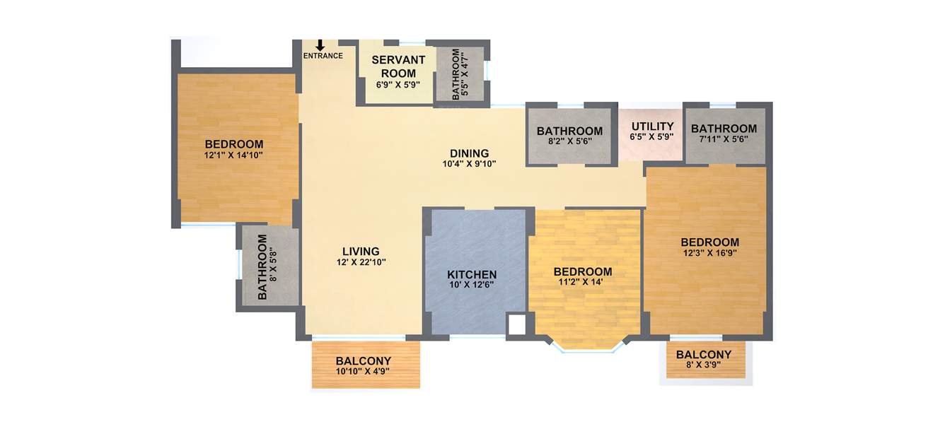 DLF Gardencity (3BHK+4T (2,079 sq ft) + Study Room 2079 sq ft)