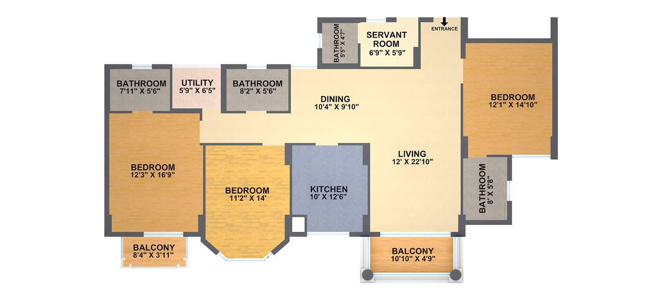 DLF Gardencity (3BHK+4T (2,113 sq ft)   Study Room 2113 sq ft)