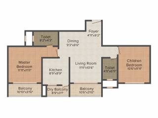 Godrej Palm Grove (2BHK+2T (1,220 sq ft) 1220 sq ft)