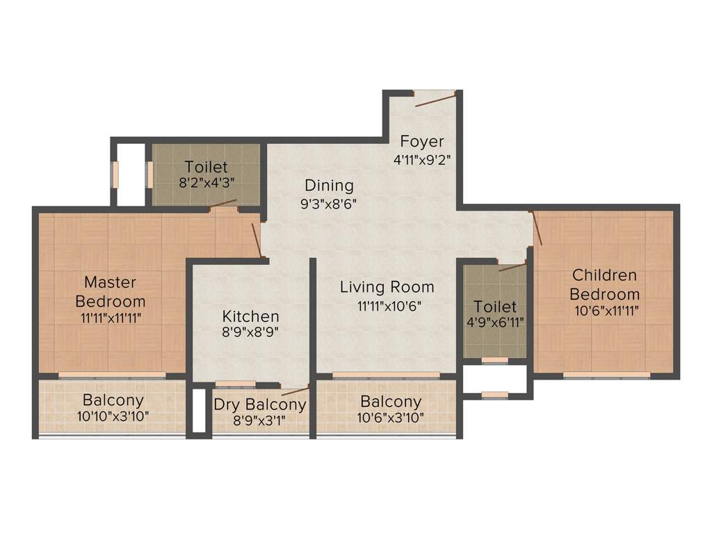 Godrej Palm Grove (2BHK+2T (1,220 sq ft) 1220 sq ft)