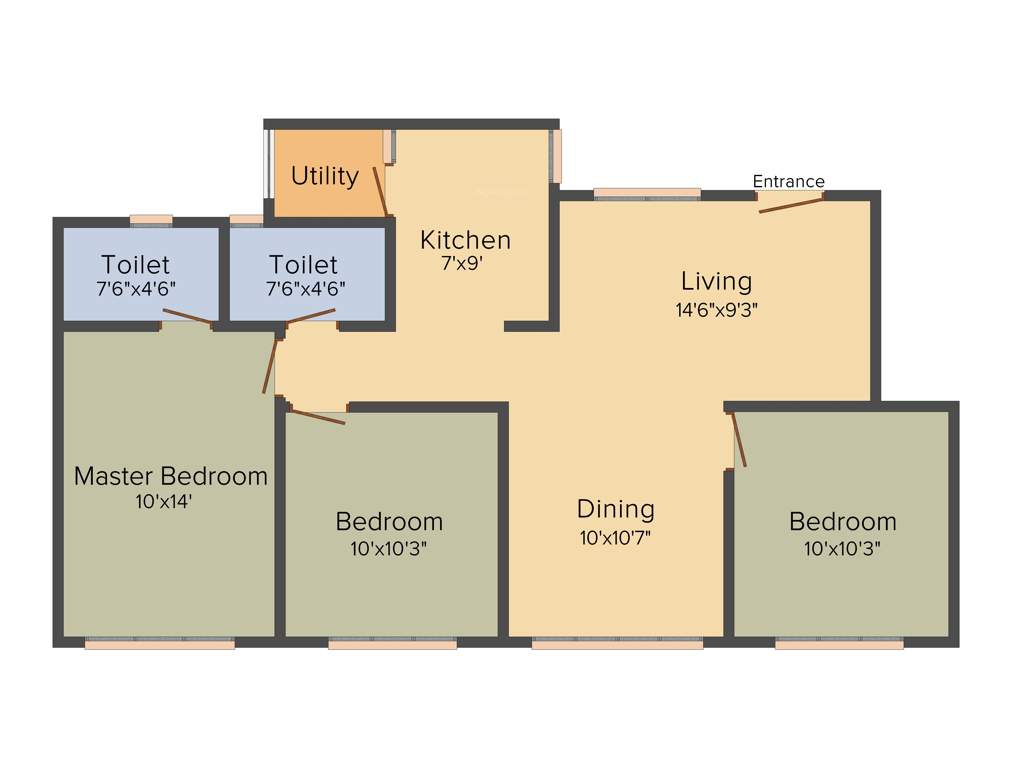Provident Freedom (3BHK+2T (1,062 sq ft) 1062 sq ft)
