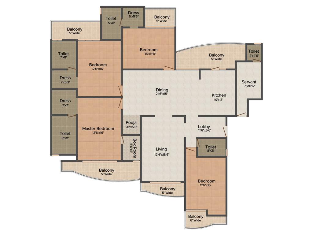 Sunworld Vanalika (4BHK+4T (3,400 sq ft) + Servant Room 3400 sq ft)