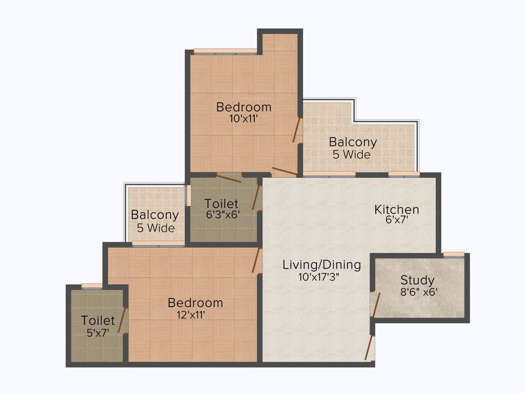 Amrapali Princely Estate (2BHK+2T (1,015 sq ft) + Study Room 1015 sq ft)