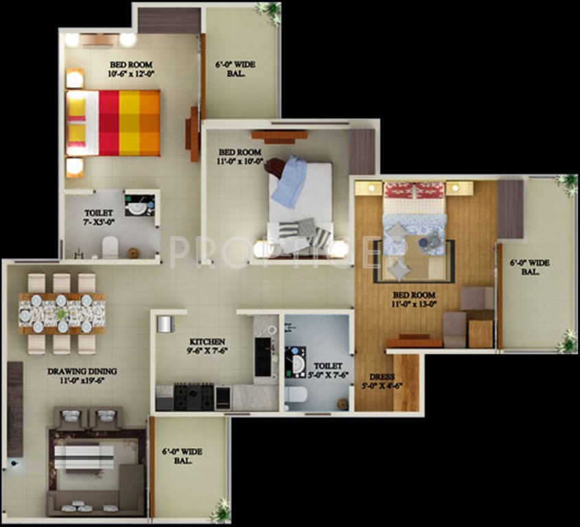 Supertech Eco Village 2 (3BHK+2T (1,464 sq ft) 1464 sq ft)