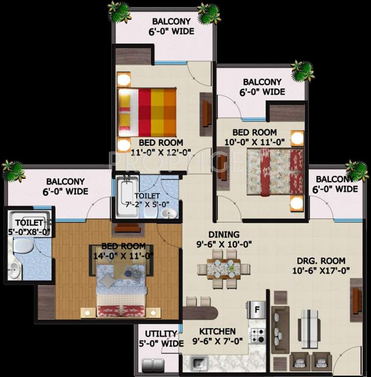 Supertech Eco Village 2 (3BHK+2T (1,545 sq ft) 1545 sq ft)