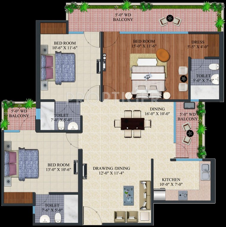 Supertech Eco Village 2 (3BHK+3T (1,718 sq ft) 1718 sq ft)
