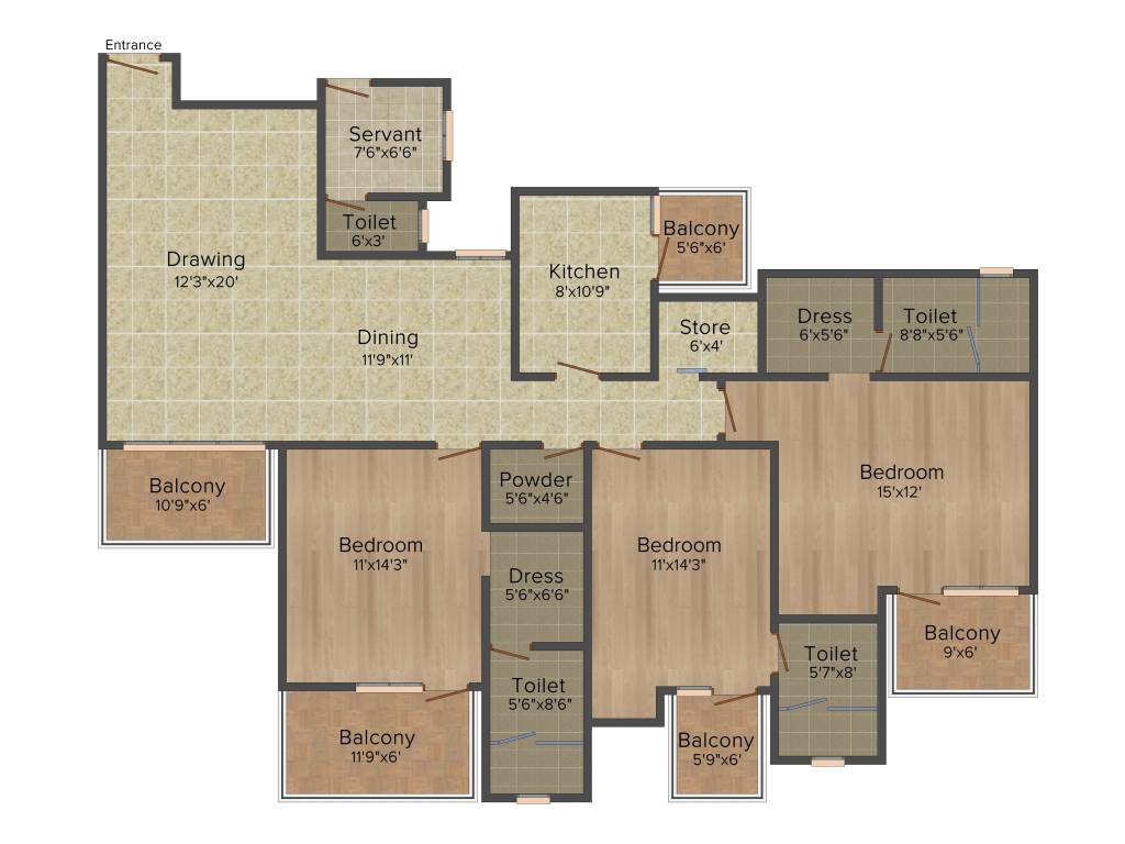 Ramprastha Skyz (3BHK+4T (2,025 sq ft) + Servant Room 2025 sq ft)