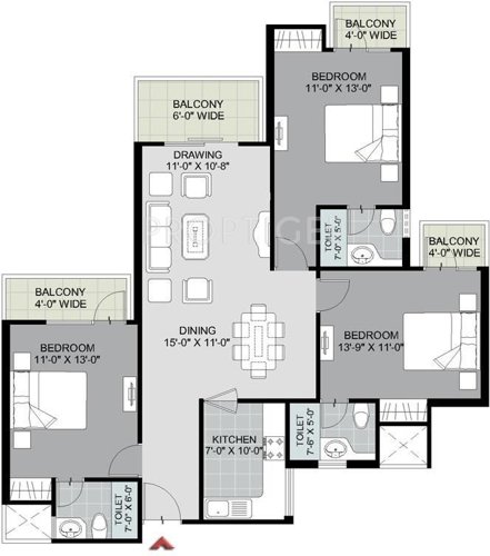 Parkwood Westend (3BHK+3T (1,495 sq ft) 1495 sq ft) Parkwood Westend (3BHK+3T (1,495 sq ft) 1495 sq ft)