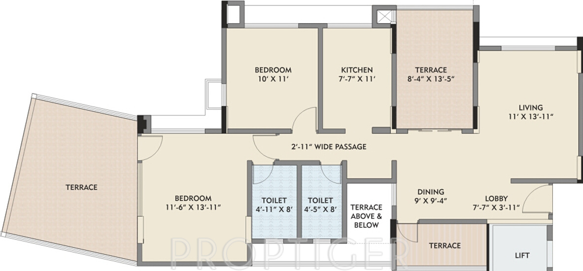 Kalpataru Splendour (2BHK+2T (1,037 sq ft) 1037 sq ft)