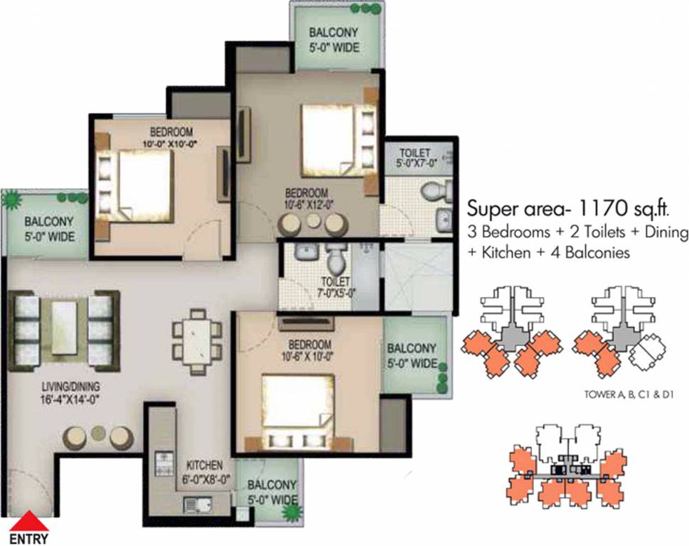 Spring Meadows (3BHK+2T (1,170 sq ft) 1170 sq ft)