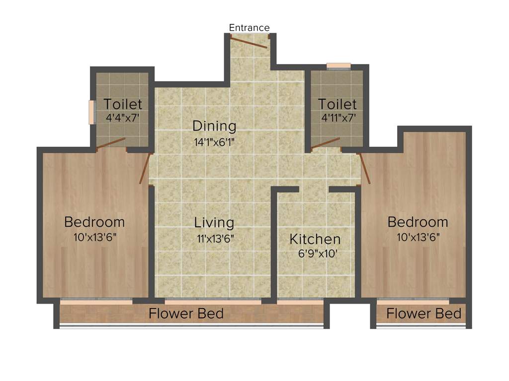 Hubtown Vedant (2BHK+2T (1,310 sq ft) 1310 sq ft)