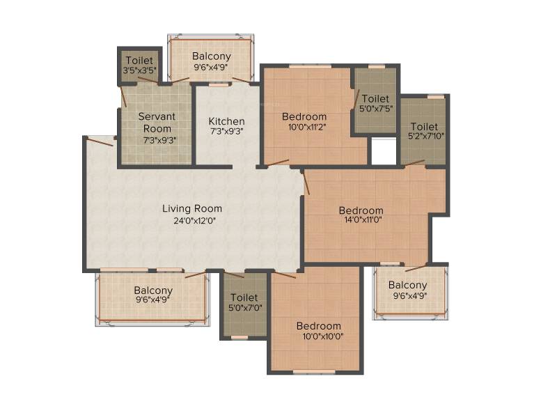 Orris Aster Court (3BHK+4T (1,675 sq ft) + Servant Room 1675 sq ft)