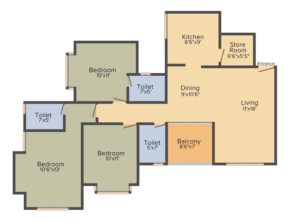 Dosti Imperia (3BHK+3T (1,635 sq ft) 1635 sq ft)