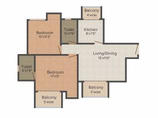 Sidhartha NCR Greens (2BHK+2T (990 sq ft) 990 sq ft)
