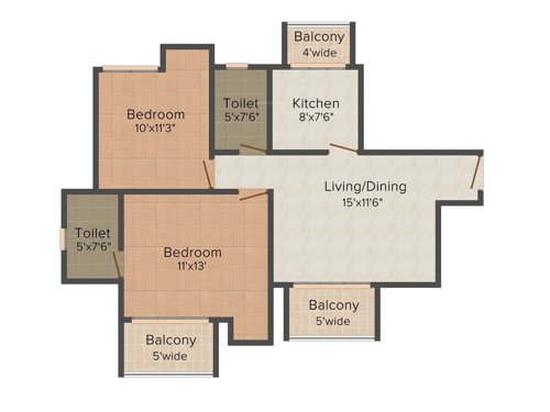 Sidhartha NCR Greens (2BHK+2T (990 sq ft) 990 sq ft)