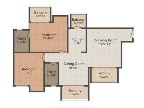 Sidhartha NCR Greens (2BHK+2T (1,128 sq ft) 1128 sq ft)